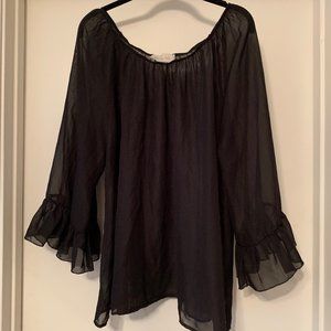 Paisley Kate Women’s Top Sheer - Ruffle Sleeves